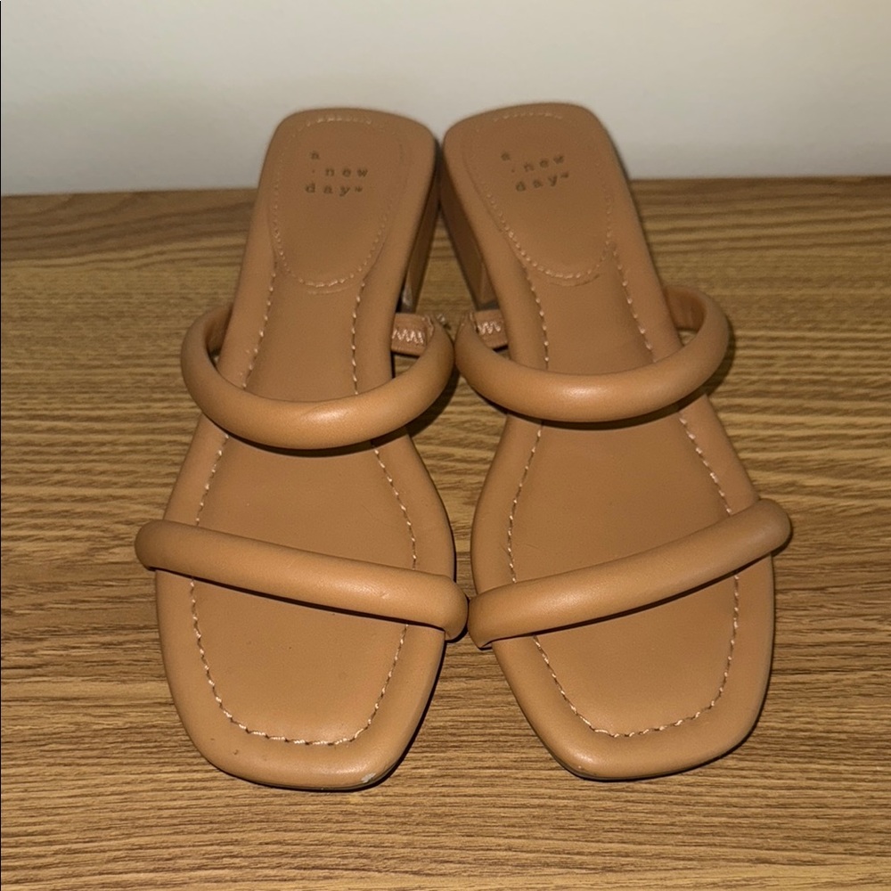 A New Day Tan Slide Sandals Minimalist Design